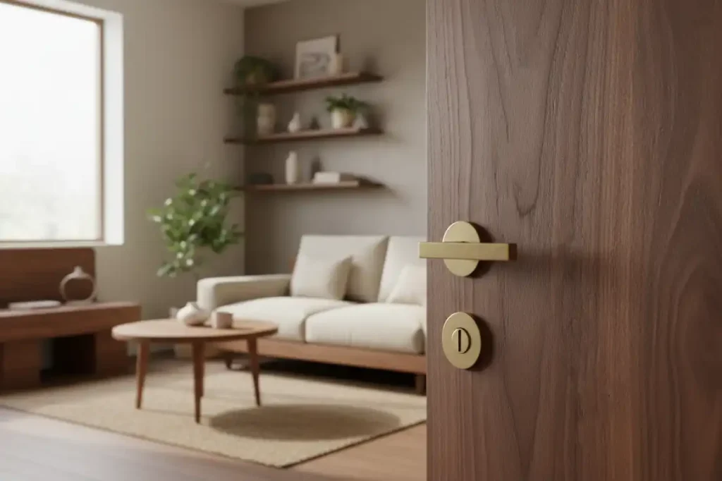 porta de madeira sala pequena
